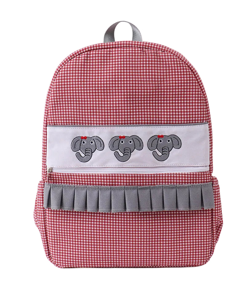 Red Alabama Embroidery Gingham Ruffle Bag