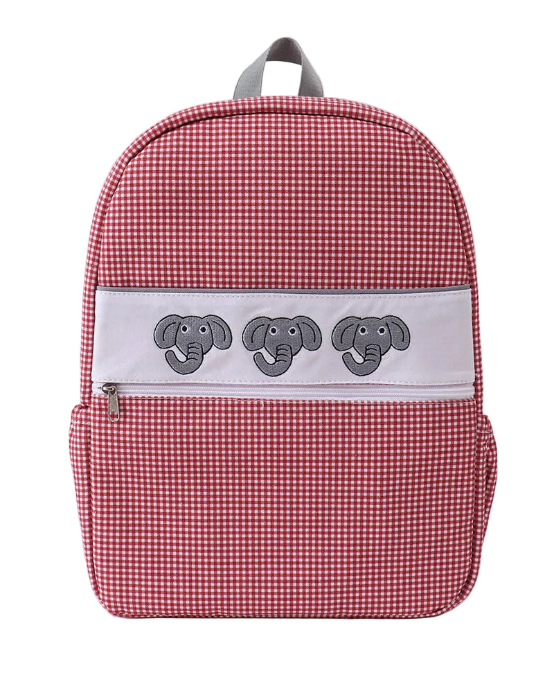 Red Alabama Embroidery Gingham Bag