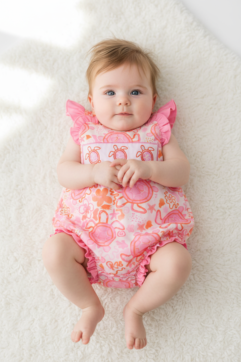 Pink Turtle Ruffle Bubble