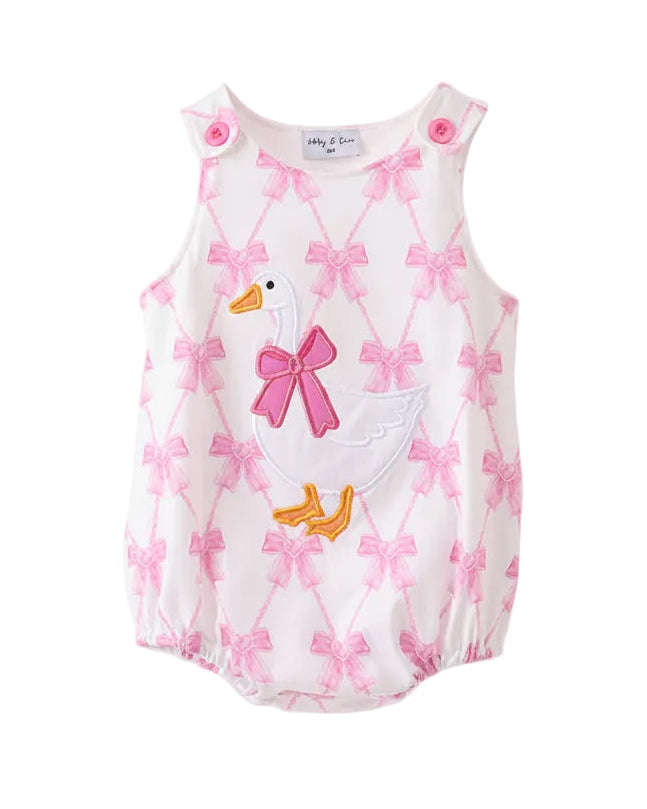 Pink Bow Goose Applique Bubble