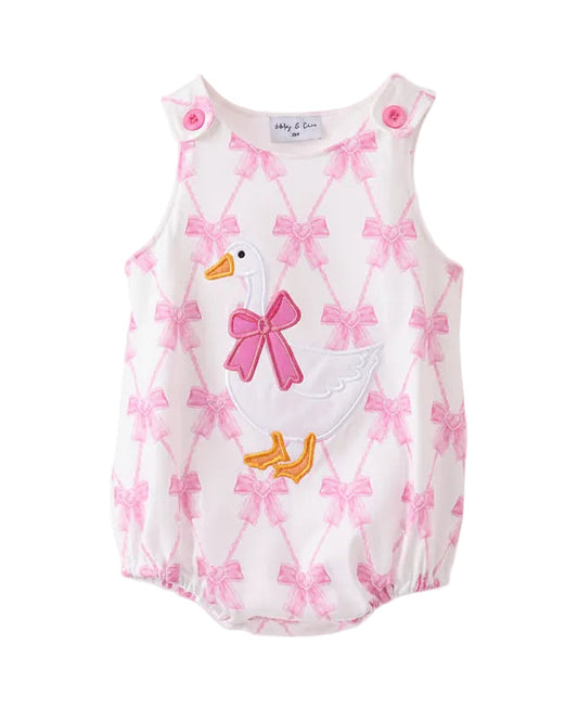 Pink Bow Goose Applique Bubble