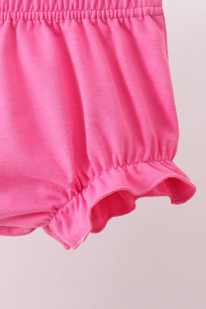 Pink Bow Goose Applique Bloomer Set