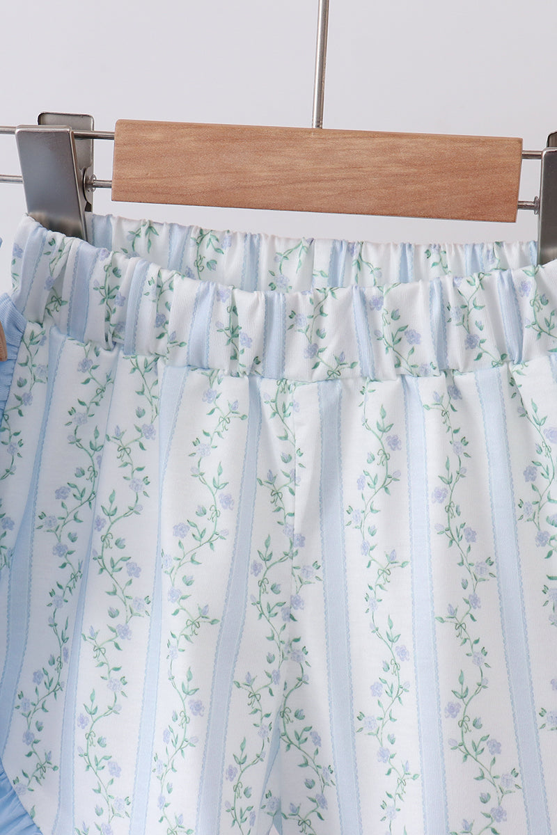 Blue Character Applique Shorts Set