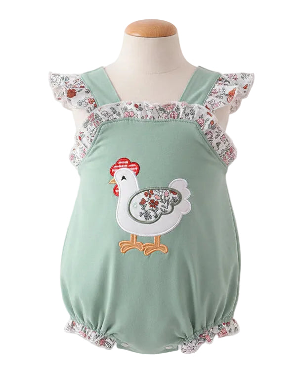 Sage Chicken Applique Bubble