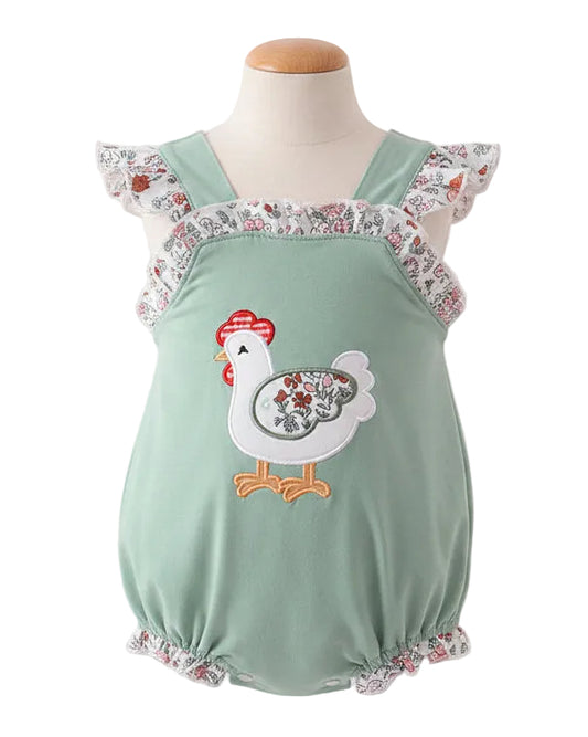 Sage Chicken Applique Bubble