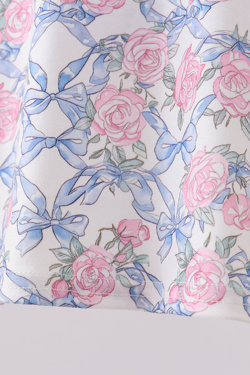 Blue Floral Bow Bloomer