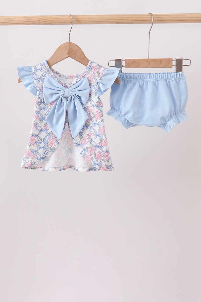 Blue Floral Bow Bloomer