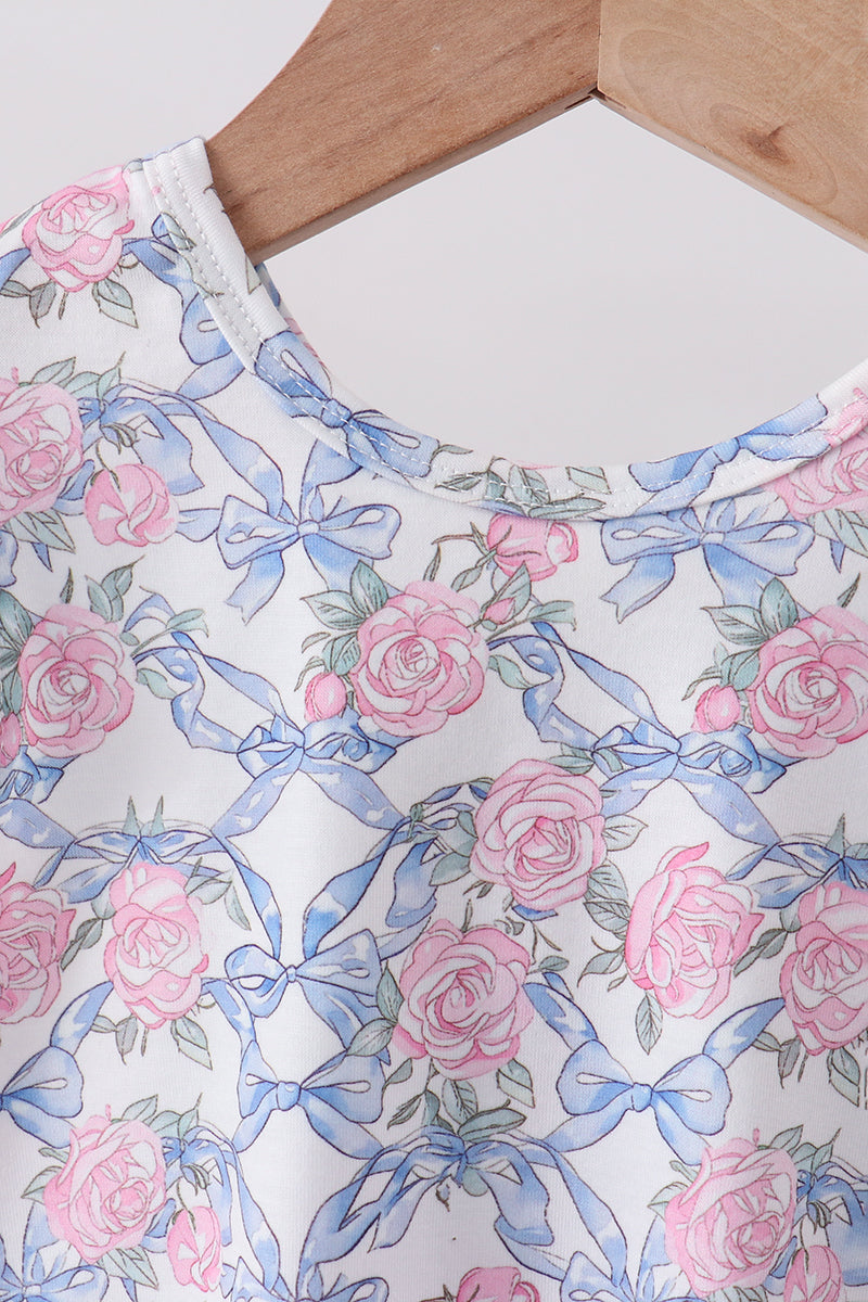 Blue Floral Bow Bloomer