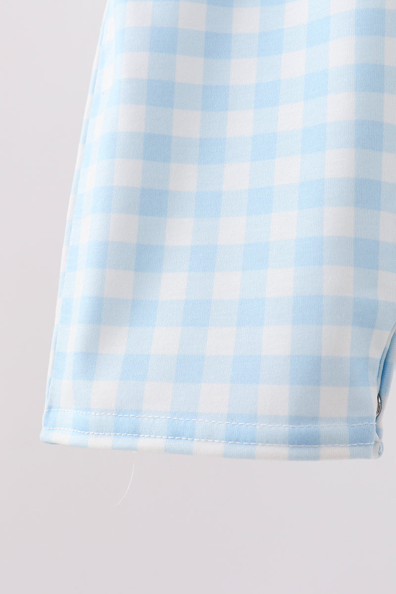 Blue Plaid Embroidered Cow JonJon