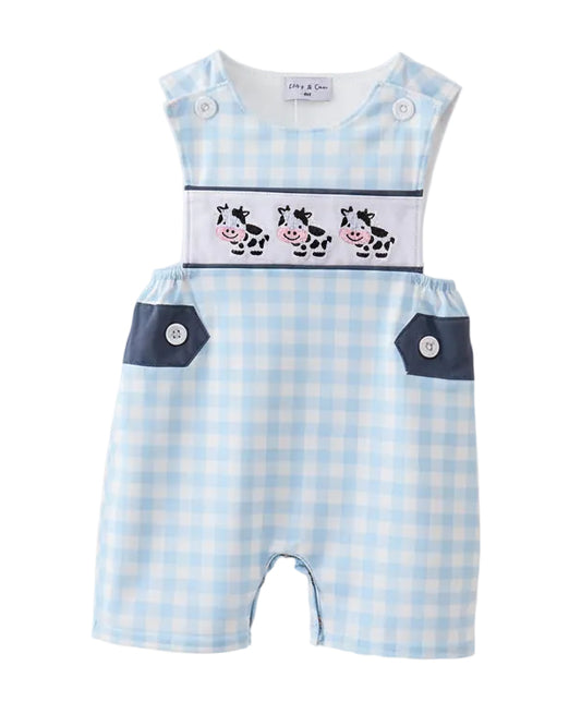 Blue Plaid Embroidered Cow JonJon