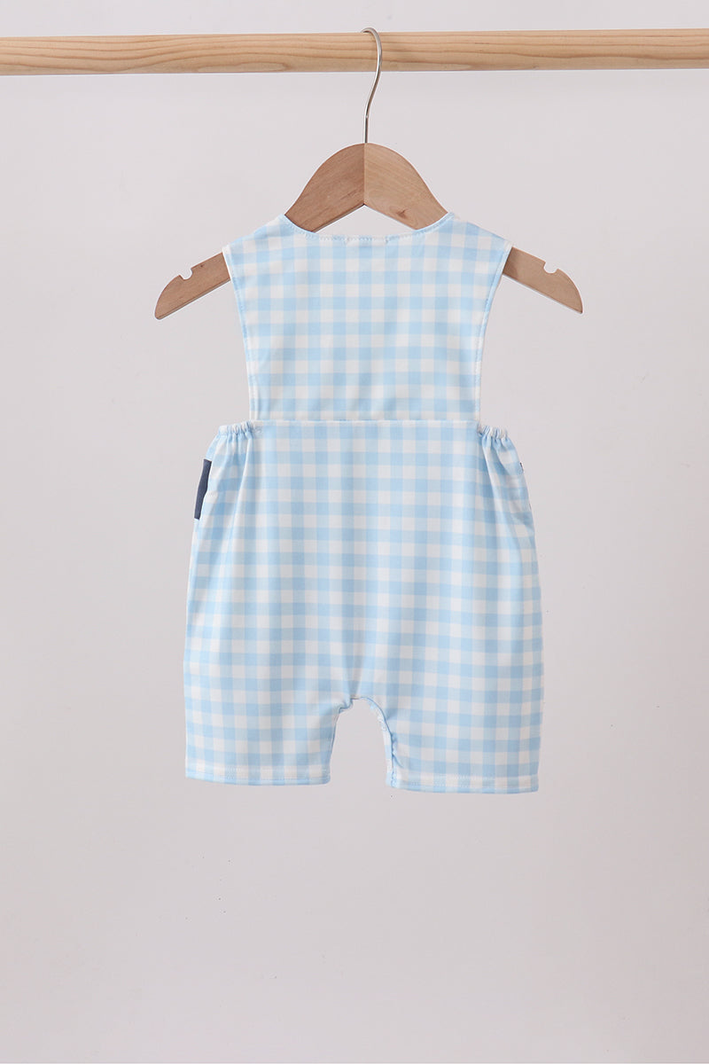 Blue Plaid Embroidered Cow JonJon
