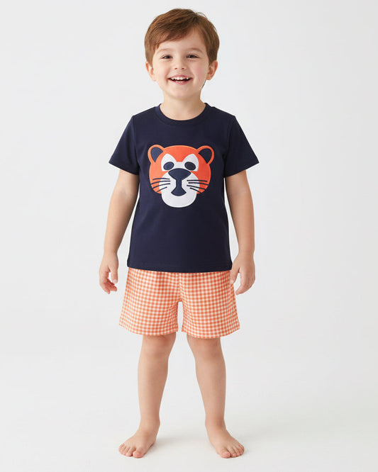 AU Tiger Applique Short Set
