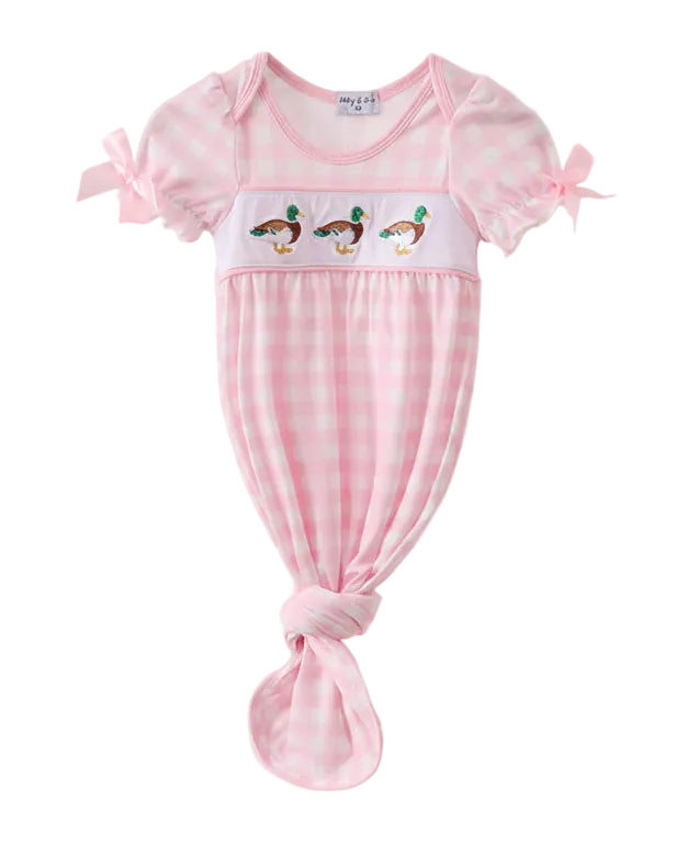 Pink Mallard Embroidery Gown