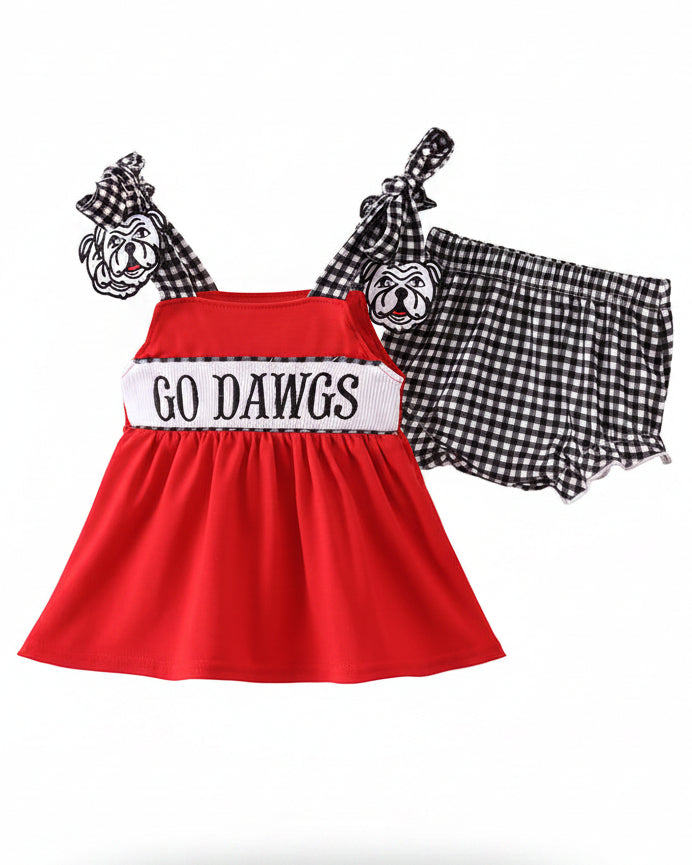 Red Georgia Go Dawgs Smocked Bloomer Set