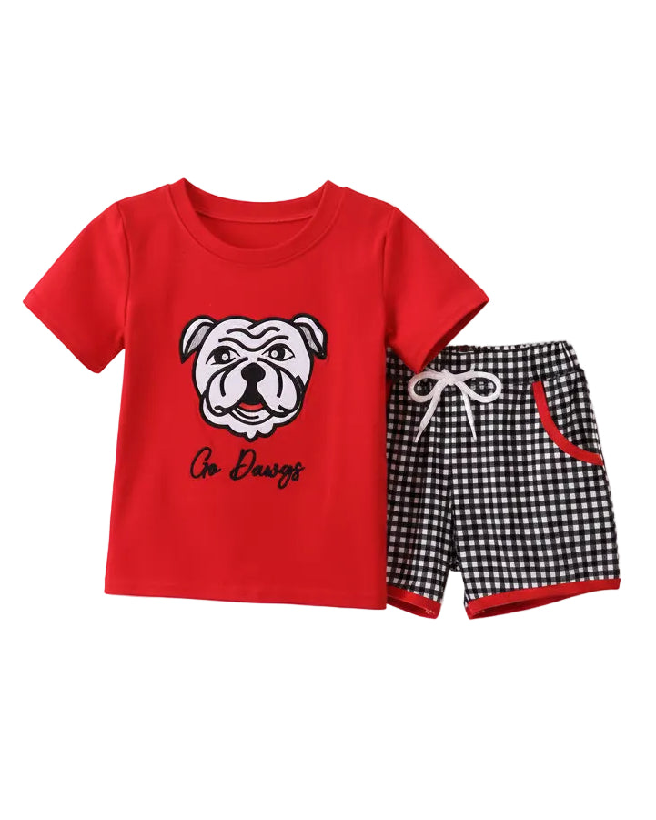 Red Georgia Applique Shorts Set