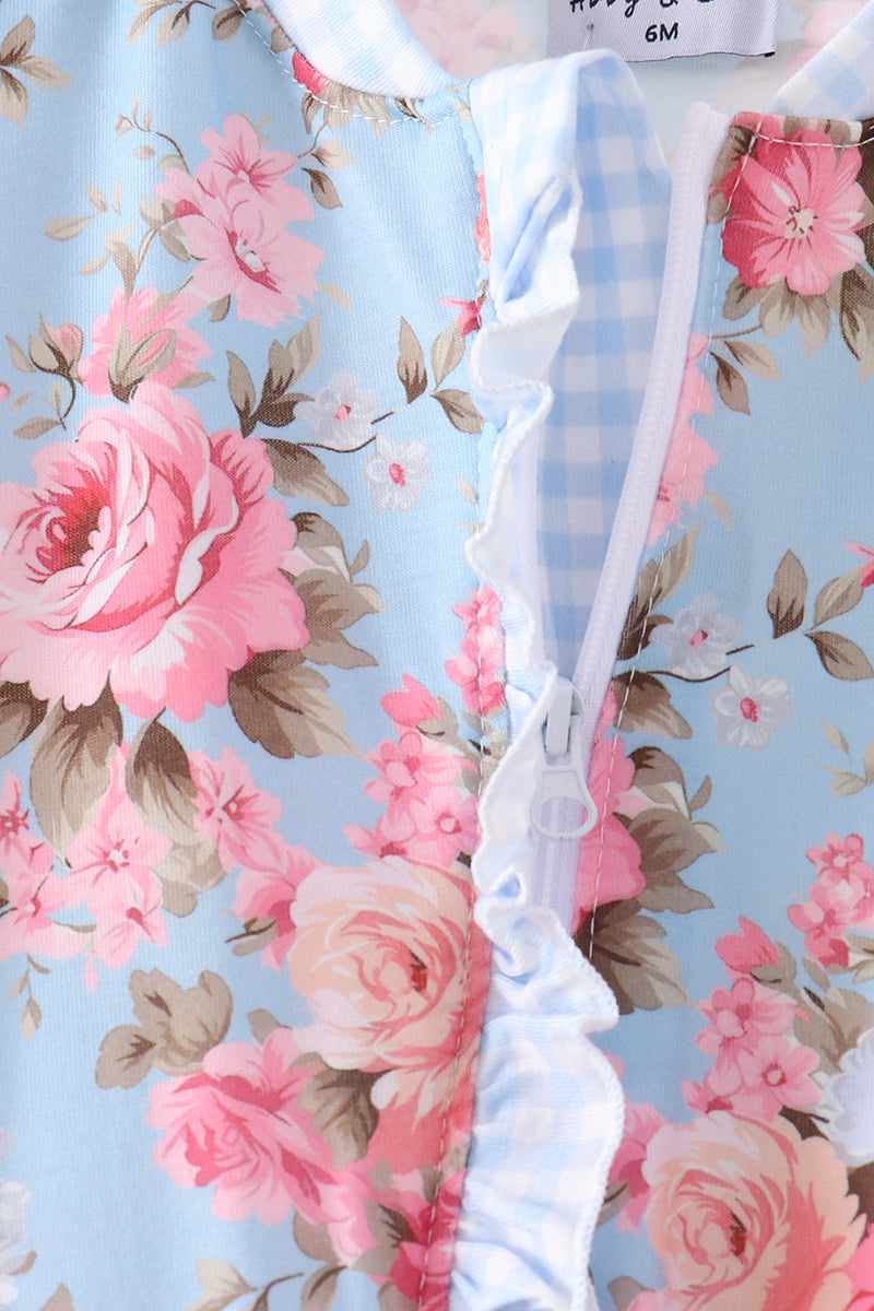 Blue Rose Floral Ruffle