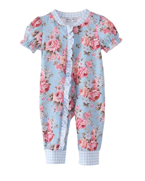 Blue Rose Floral Ruffle