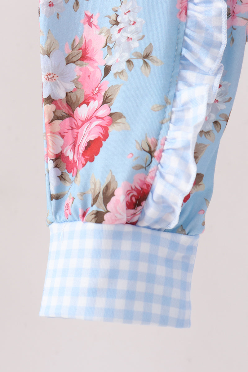 Blue Rose Floral Ruffle