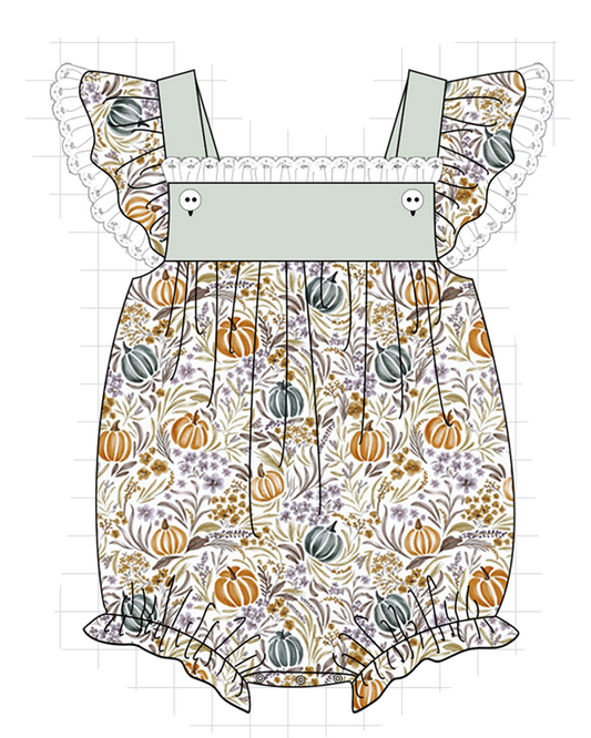 Pumpkin Embroidery Ruffle Bubble