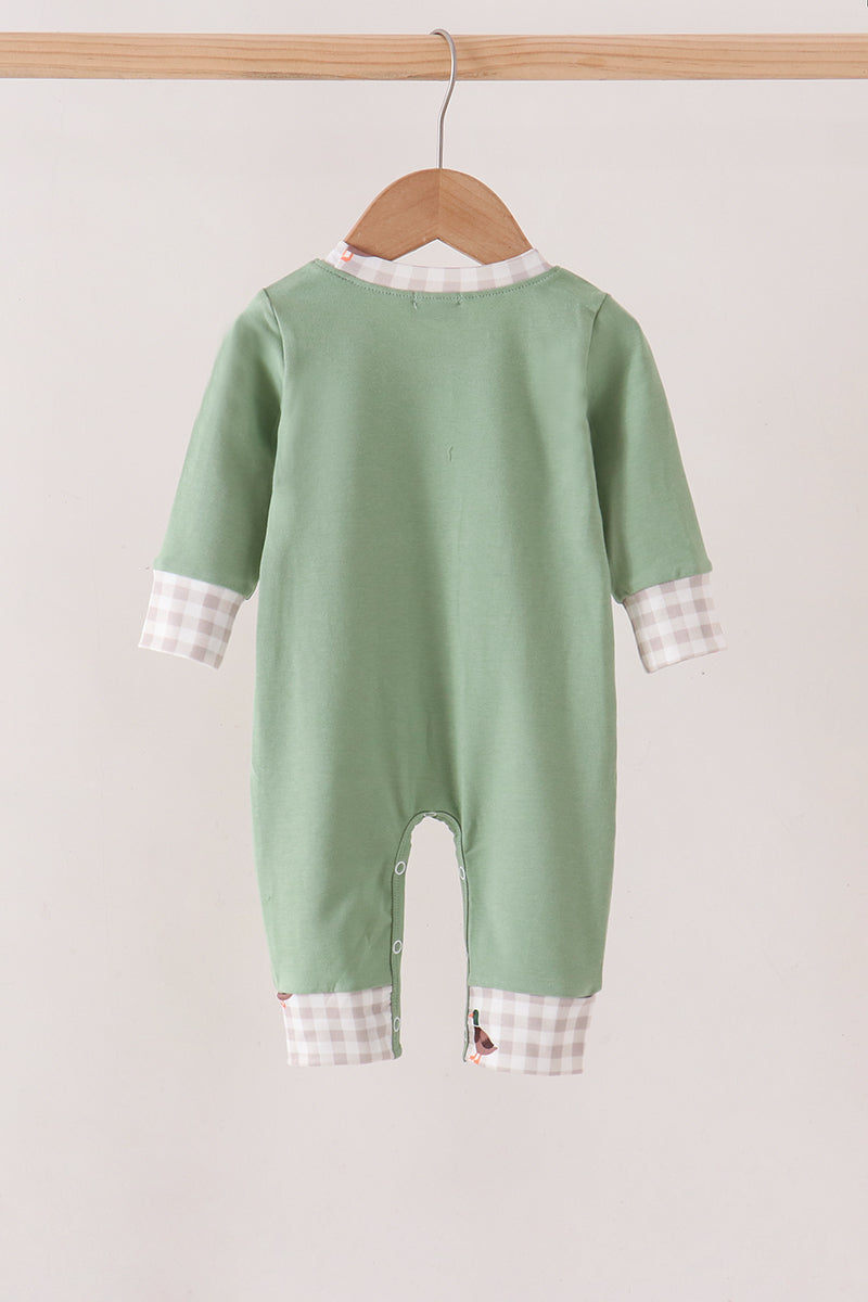 Green Duck Embroidered Romper