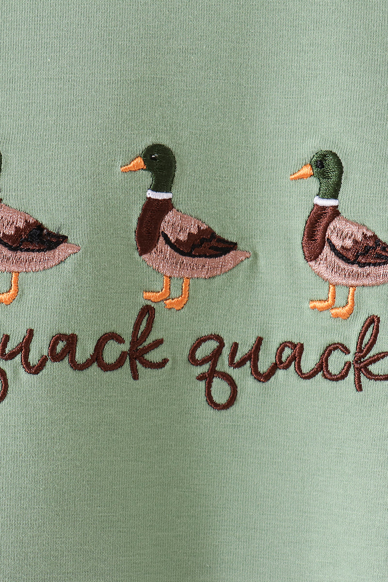 Green Duck Embroidered Romper