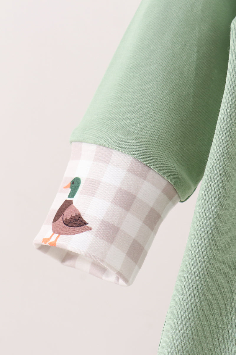 Green Duck Embroidered Romper