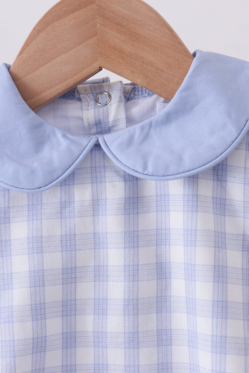 Blue Plaid Peter Pan Collar Romper