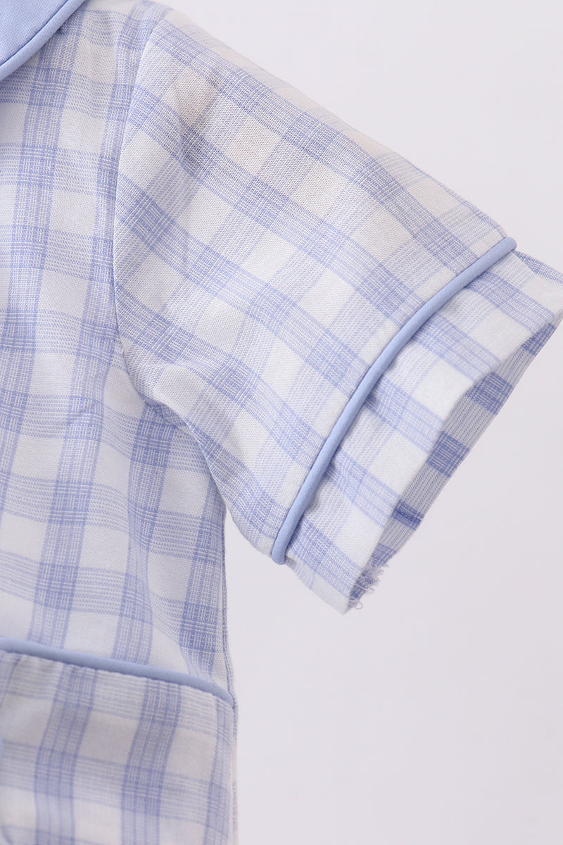 Blue Plaid Peter Pan Collar Romper