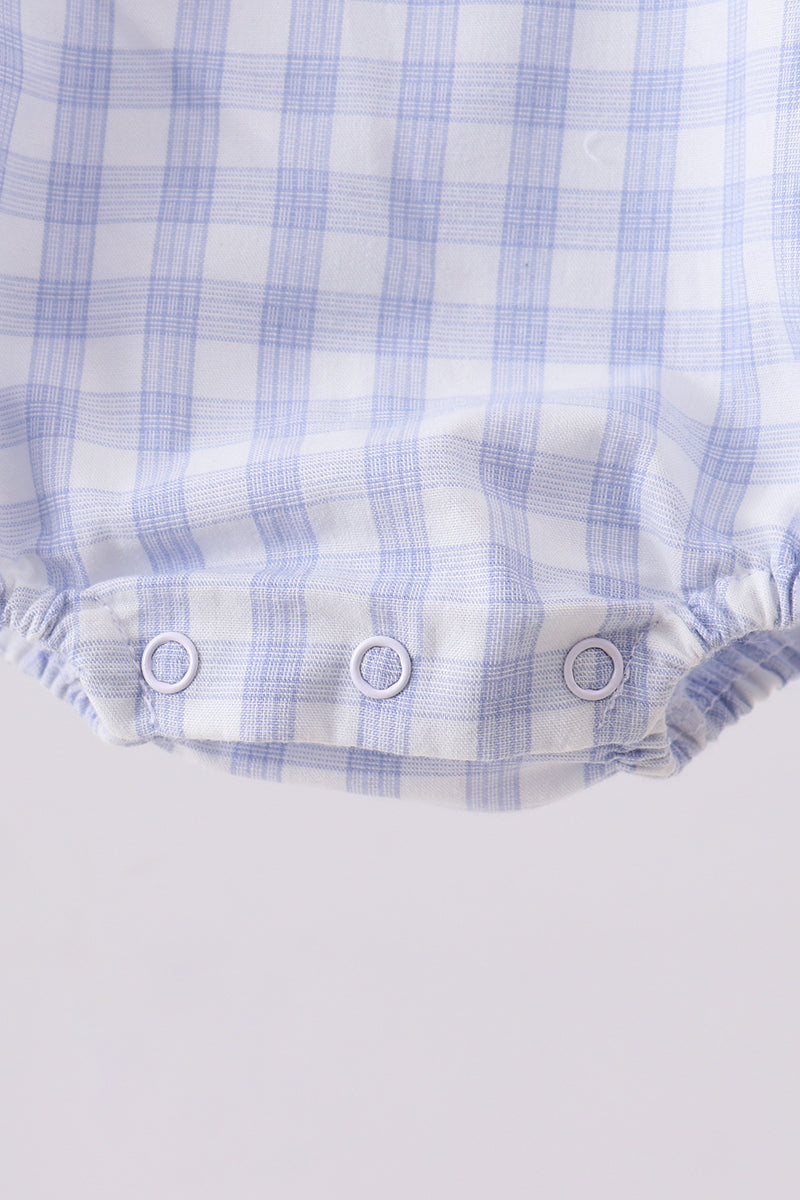 Blue Plaid Peter Pan Collar Romper
