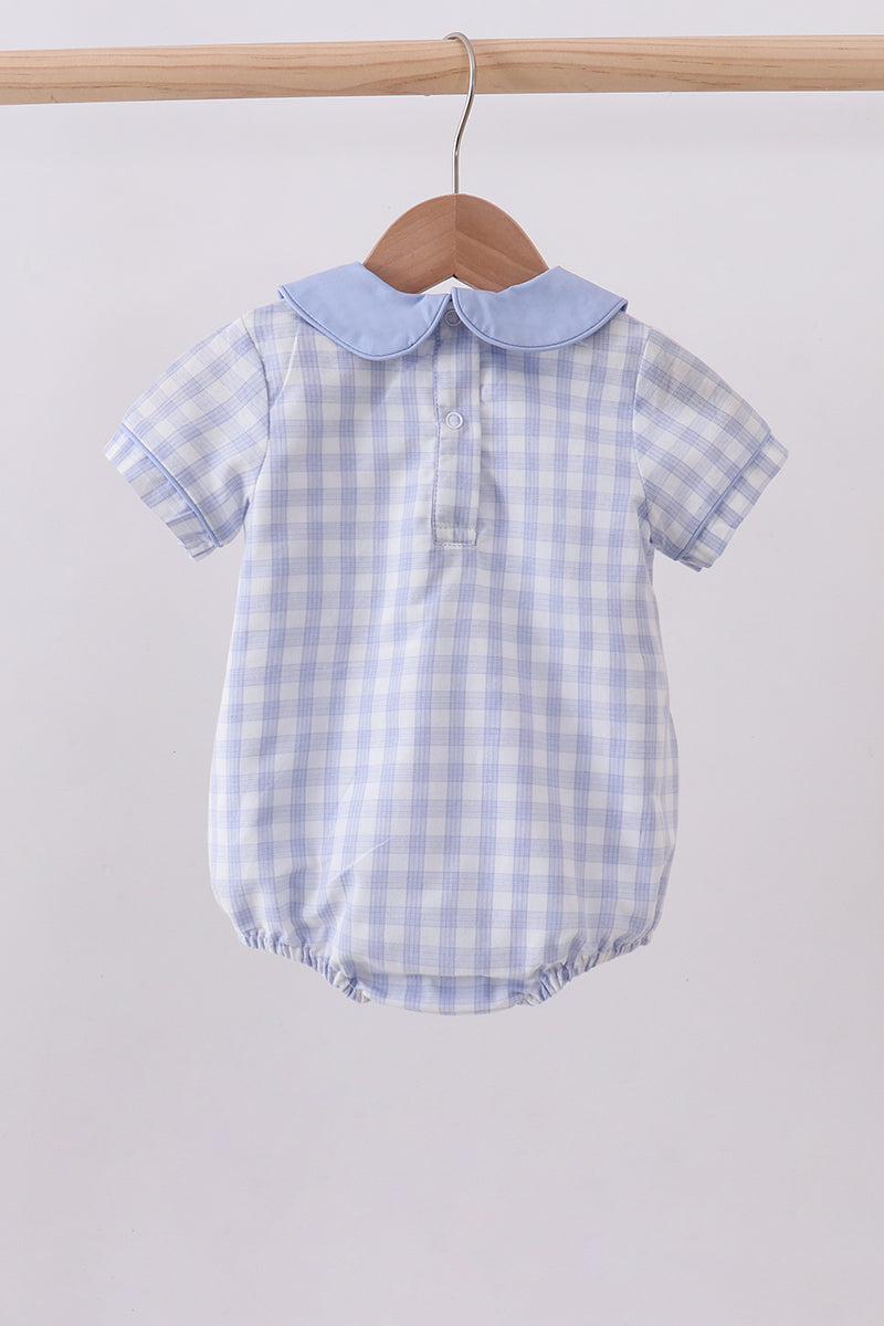 Blue Plaid Peter Pan Collar Romper