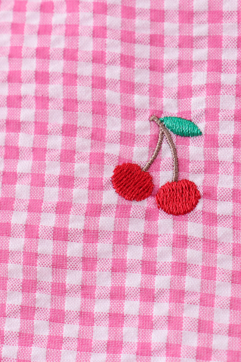 Pink Cherry Gingham Short Set