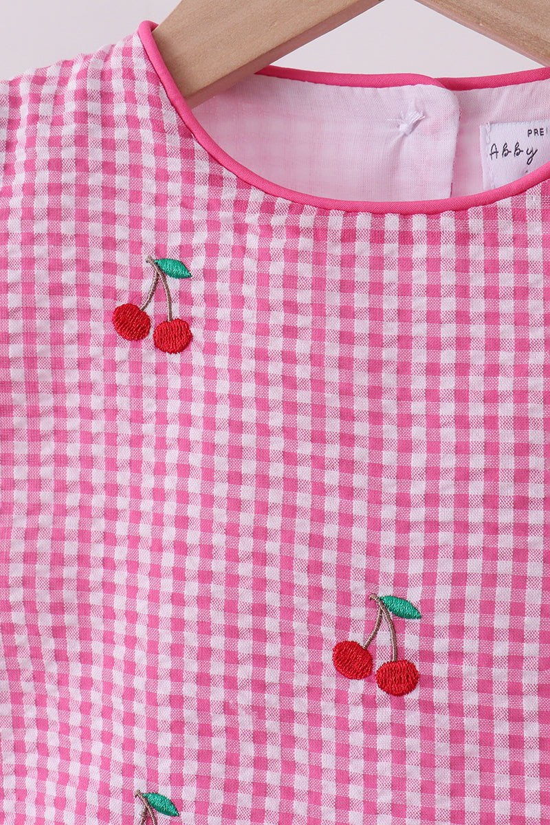 Pink Cherry Gingham Short Set