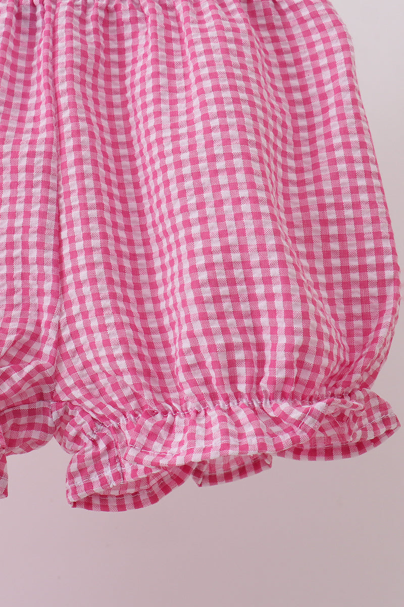 Pink Cherry Gingham Short Set