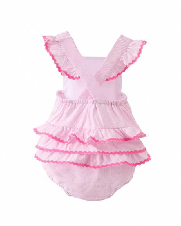 Delicate Pink Stripe Ruffled Bubble
