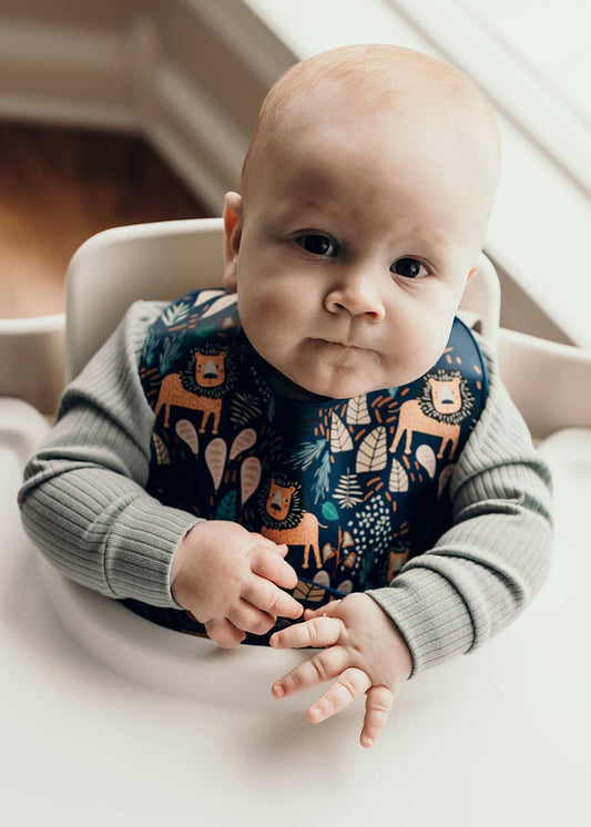 Zoo Lion Print Silicone Bib with Crumb Catcher