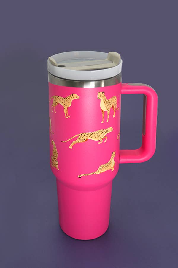 40oz Cheetah Pink Tumbler