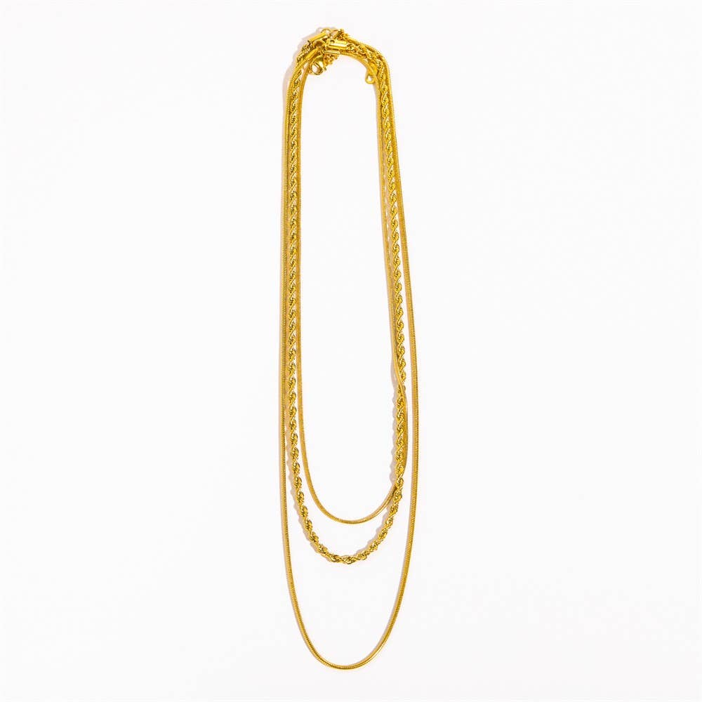Triple Strand Gold Statement Necklace