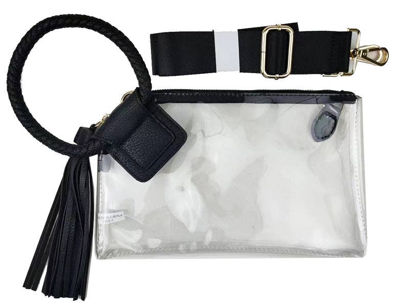 Clear Cuff  Black Tassel Wrislet Clutch