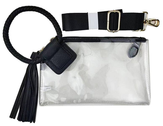 Clear Cuff  Black Tassel Wrislet Clutch