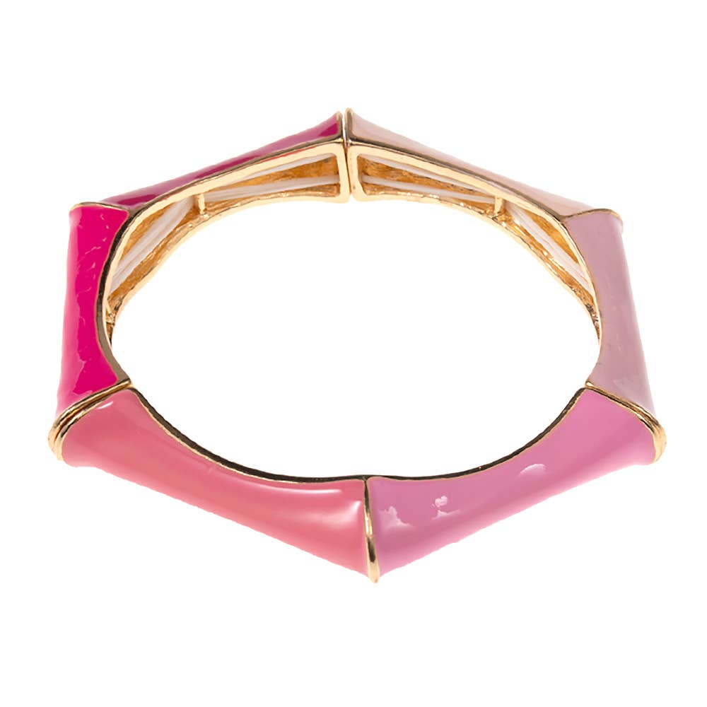 Pink Hexagonal Stretch Bangle Bracelet