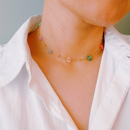 Flower Field Romance Multi Beaded Necklace