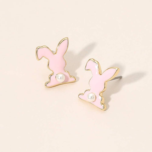 Pearl Tail Easter Bunny Studs