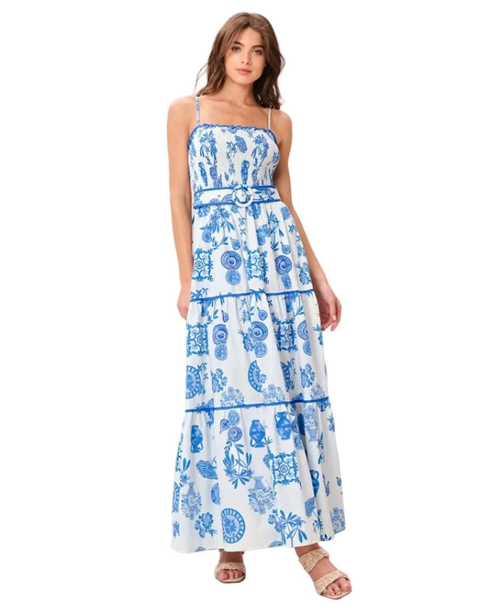 Blue Belle Belted Maxi