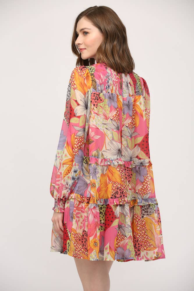 Printed Chiffon Vibrant Dress