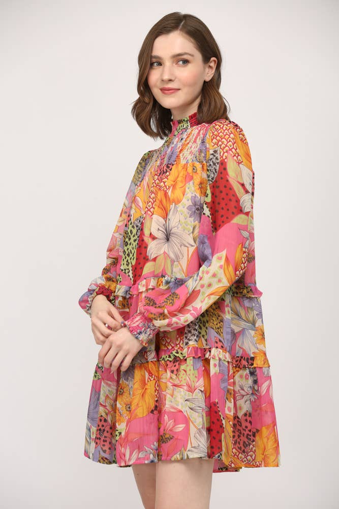 Printed Chiffon Vibrant Dress