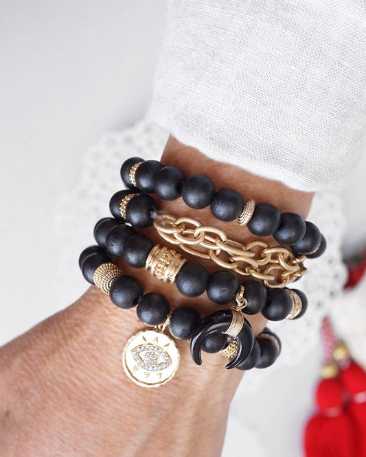 Beaded Boho Wooden Bracelet Set
