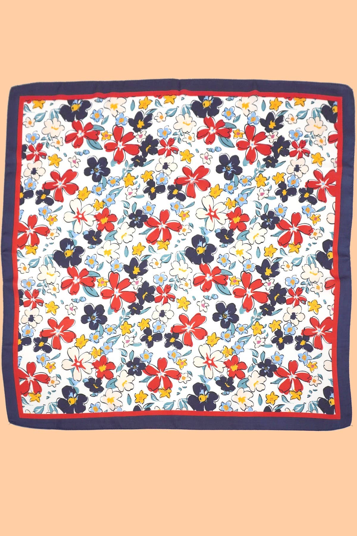 Navy Floral Print Bandana Scarf