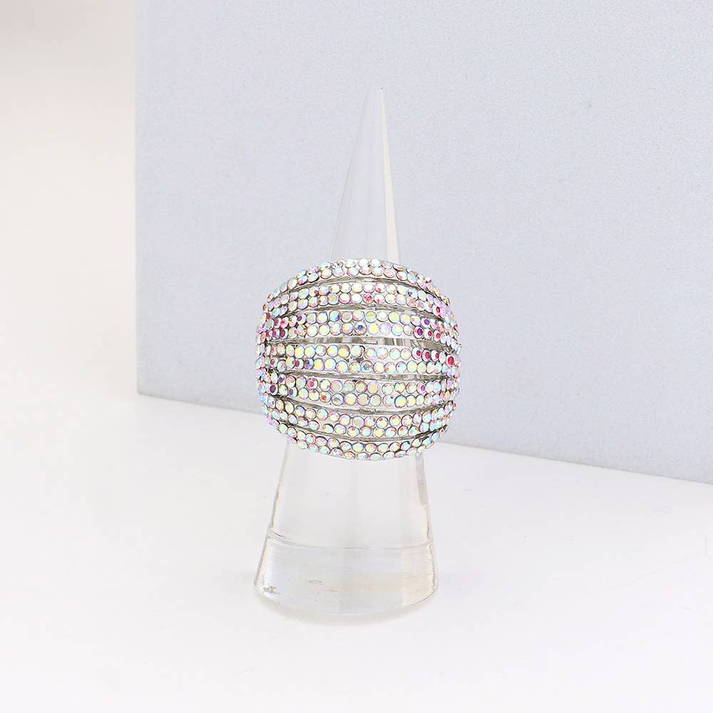 Crystal Rhinestone Pave Dome Stretch Ring