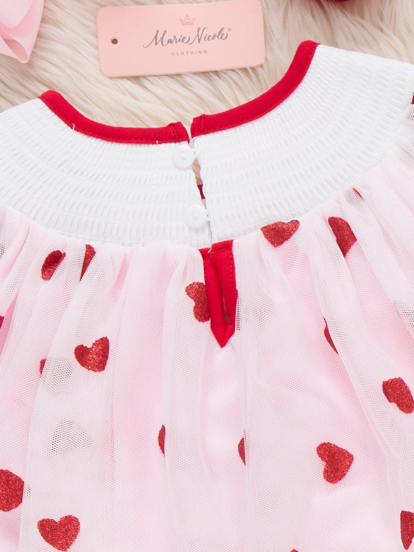 Love Letters Puff Sleeve Smocked Tulle Dress
