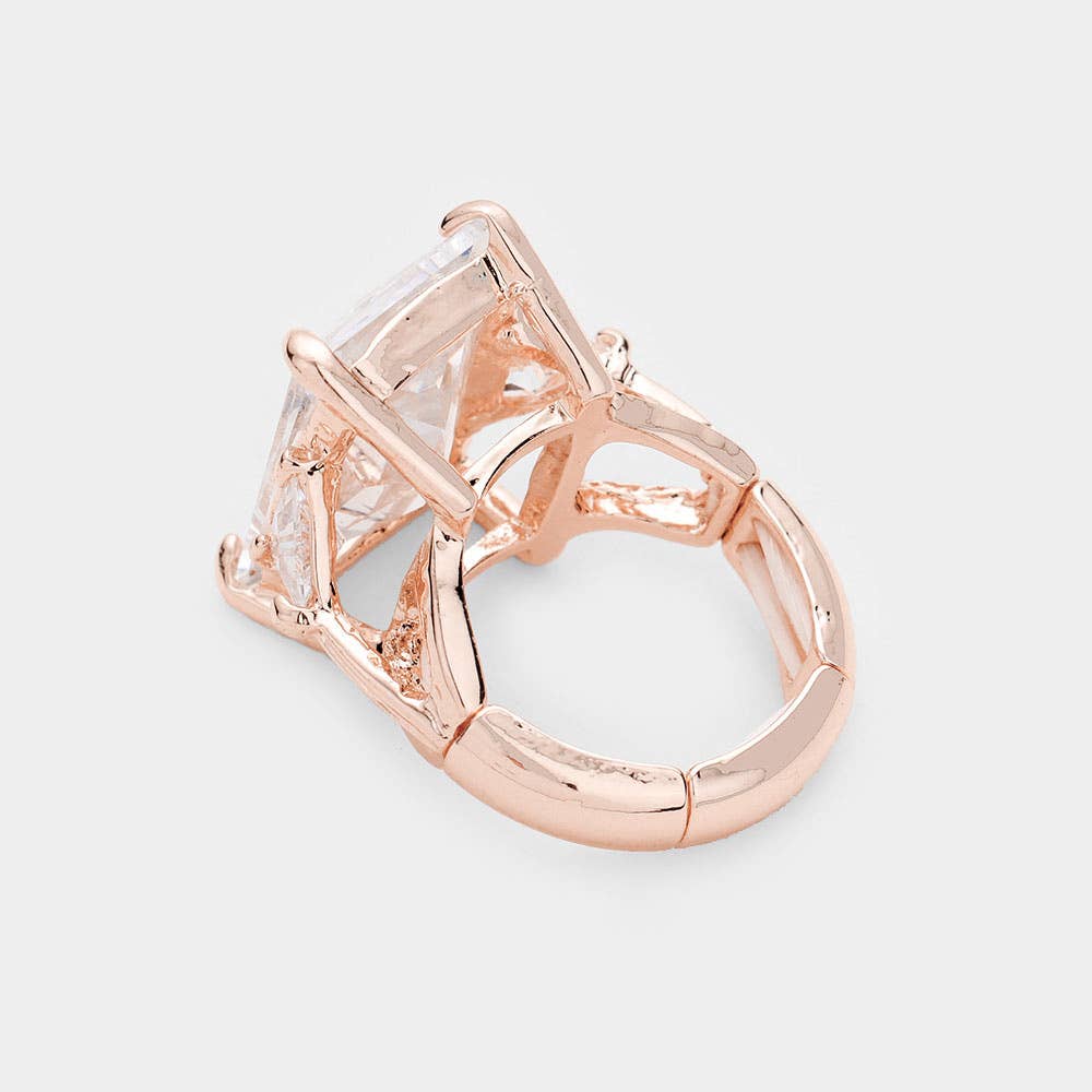Statement Rectangle Crystal Stretch Ring